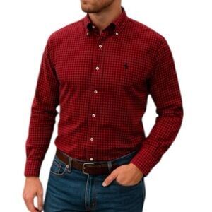 Polo Ralph Lauren Men’s M Classic Fit Red‎ Black Gingham Plaid Button Down Shirt